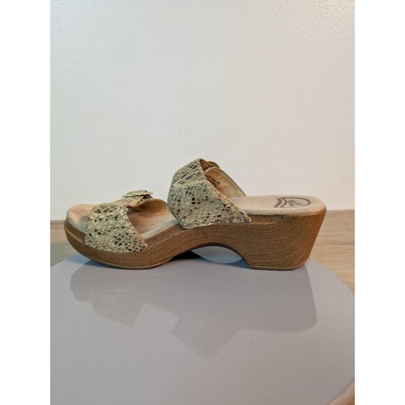 Dansko Women’s Sophie Slide Sandal Clog size 39 US 8.5-9 Gold Animal Print - Picture 7 of 10